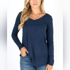 G&L perfect pocket long sleeve tee in heathered navy